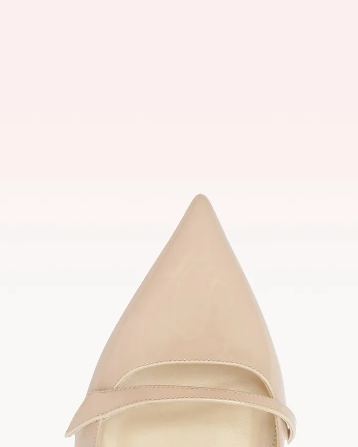 Flats Women Alexandre Birman Alexandre Birman Leather Flat Slingback Pointed Toe Slingback Slingback Flat Pumps Beige Semolina