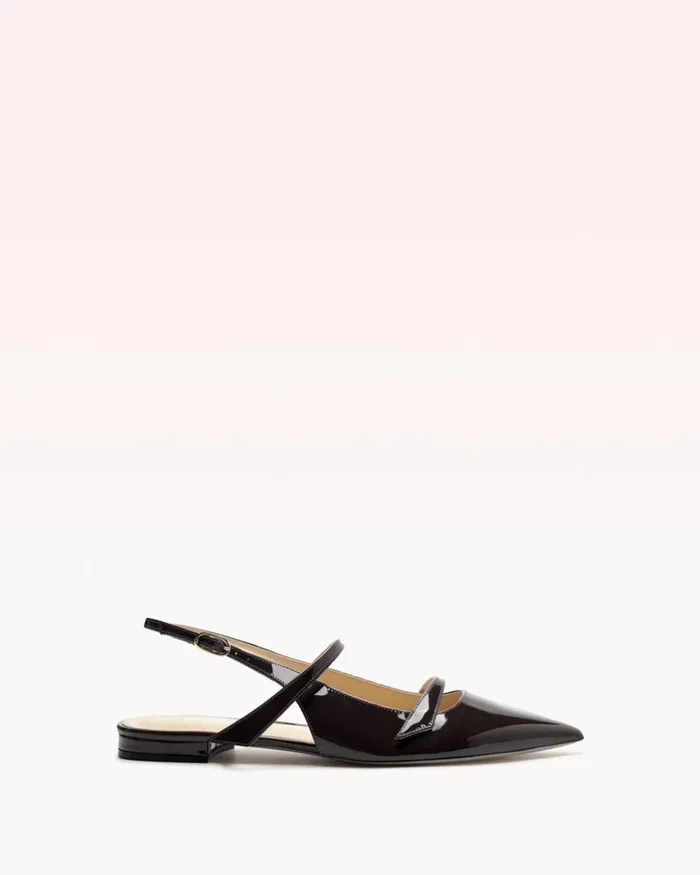 Flats Women Alexandre Birman Alexandre Birman Leather Flat Slingback Pointed Toe Slingback Slingback Flat Pumps Black Black