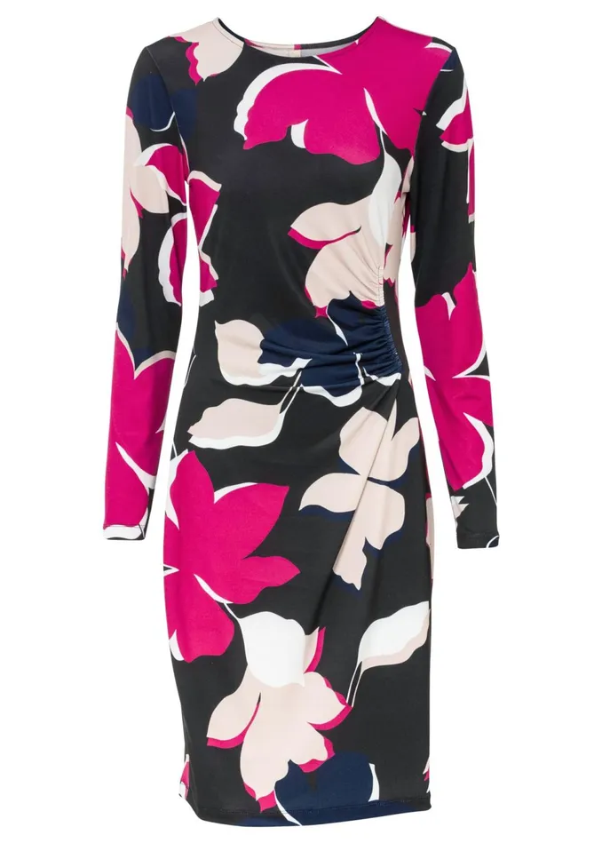 FLORAL PRINTED DRESS Black Multi Women VENUS Midi Dresses