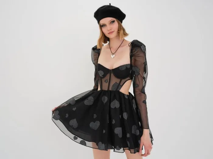 For Love and Lemons Dresses Alexandra Long Sleeve Mini Dress Black 8211 Women