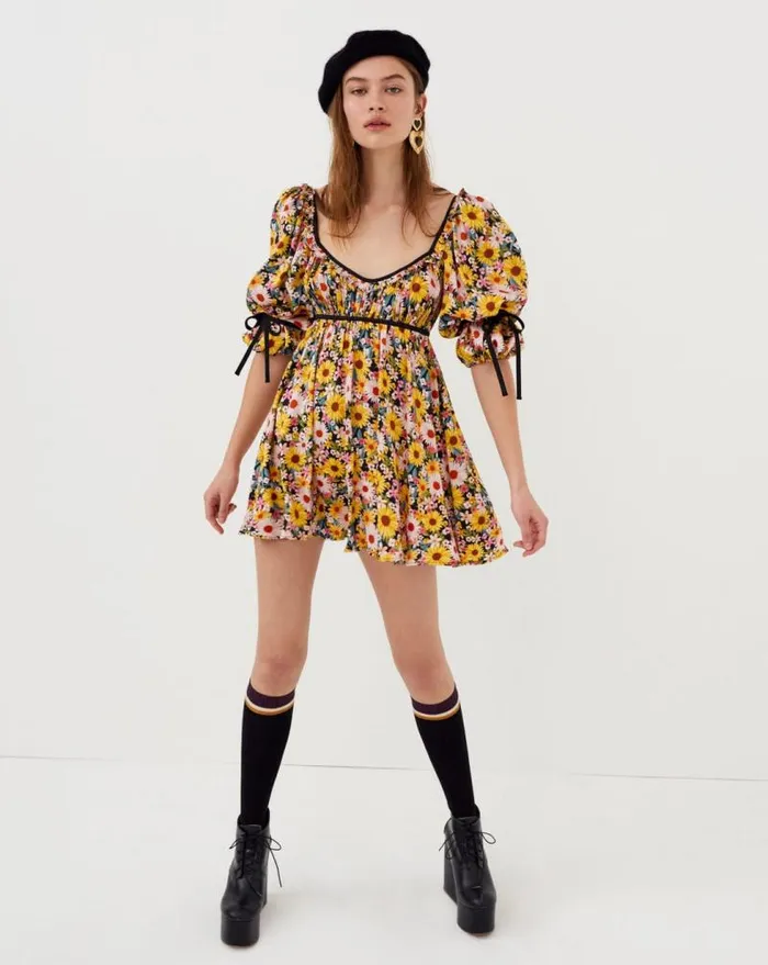 For Love and Lemons Dresses Sylvia Mini Dress Yellow 8211 Women For Love and Lemons Dresses Sylvia Mini Dress Yellow 8211 Women