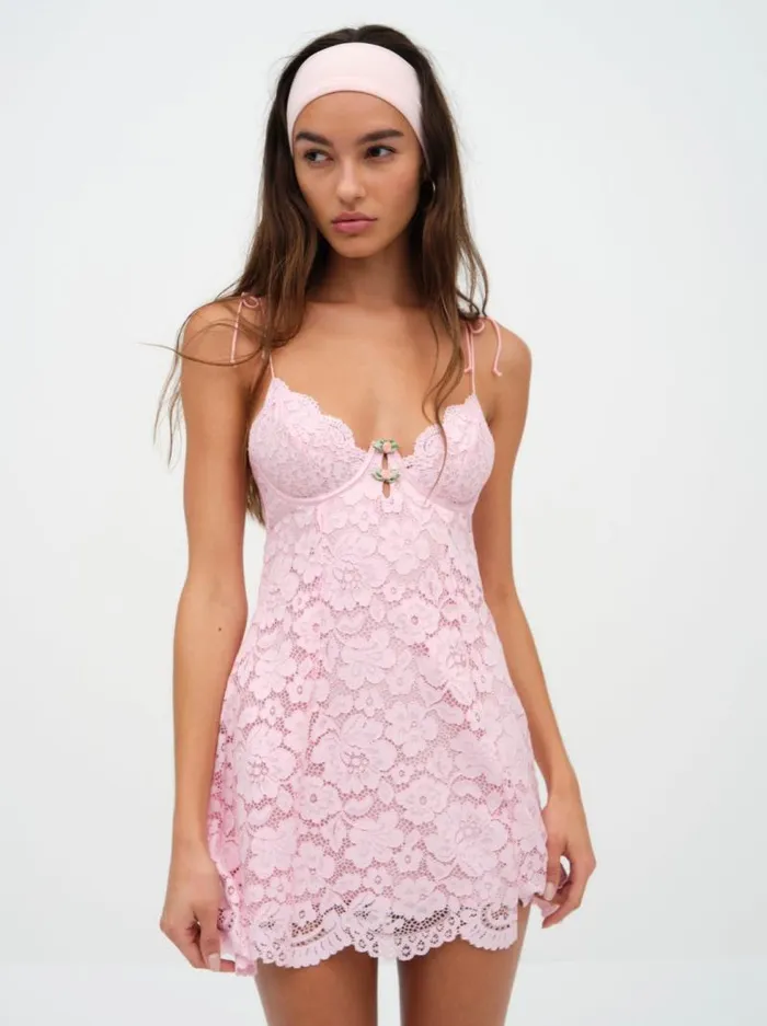 For Love and Lemons Lingerie Creamsicle Lace Slip Dress Pink 8211 Women