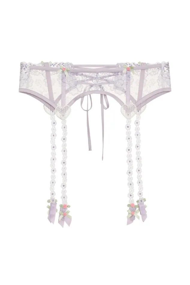 For Love and Lemons Lingerie Margaux Garter Belt Purple 8211 Women