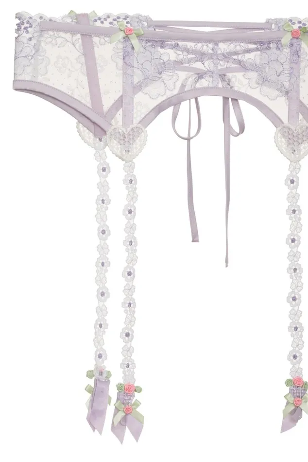 For Love and Lemons Lingerie Margaux Garter Belt Purple 8211 Women