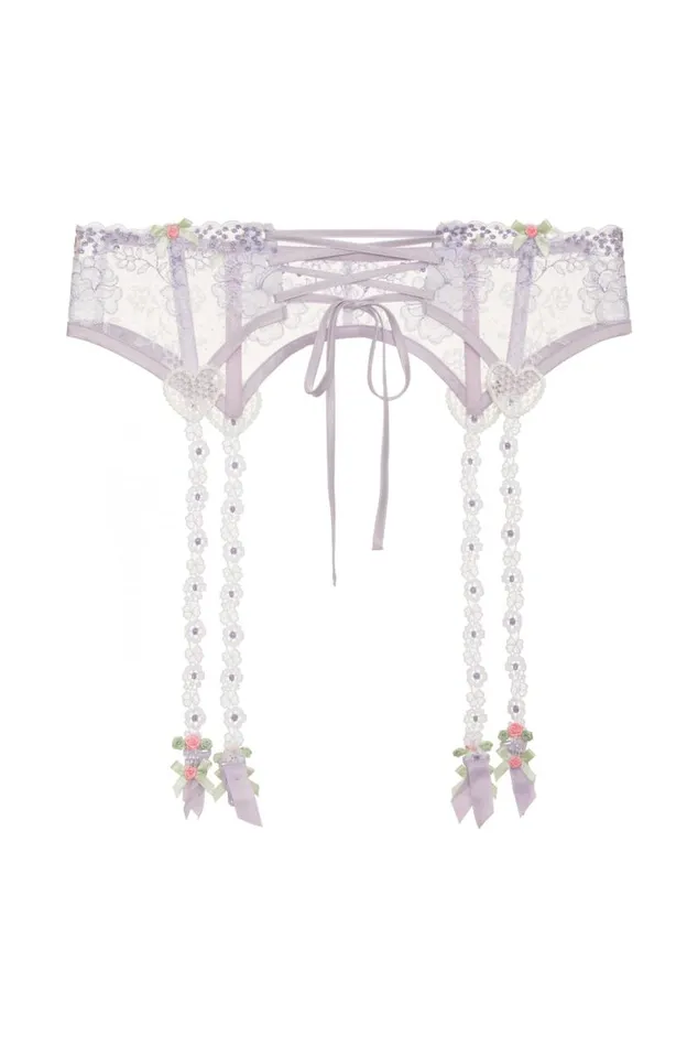 For Love and Lemons Lingerie Margaux Garter Belt Purple 8211 Women