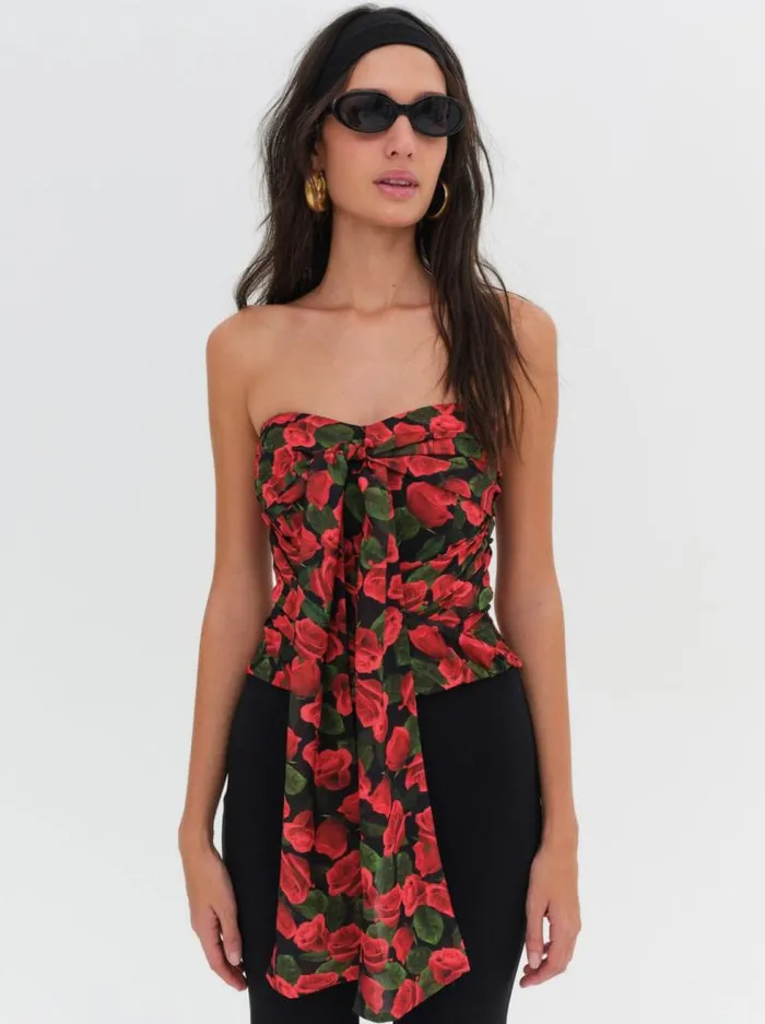 For Love and Lemons Tops Abby Strapless Top Red 8211 Women