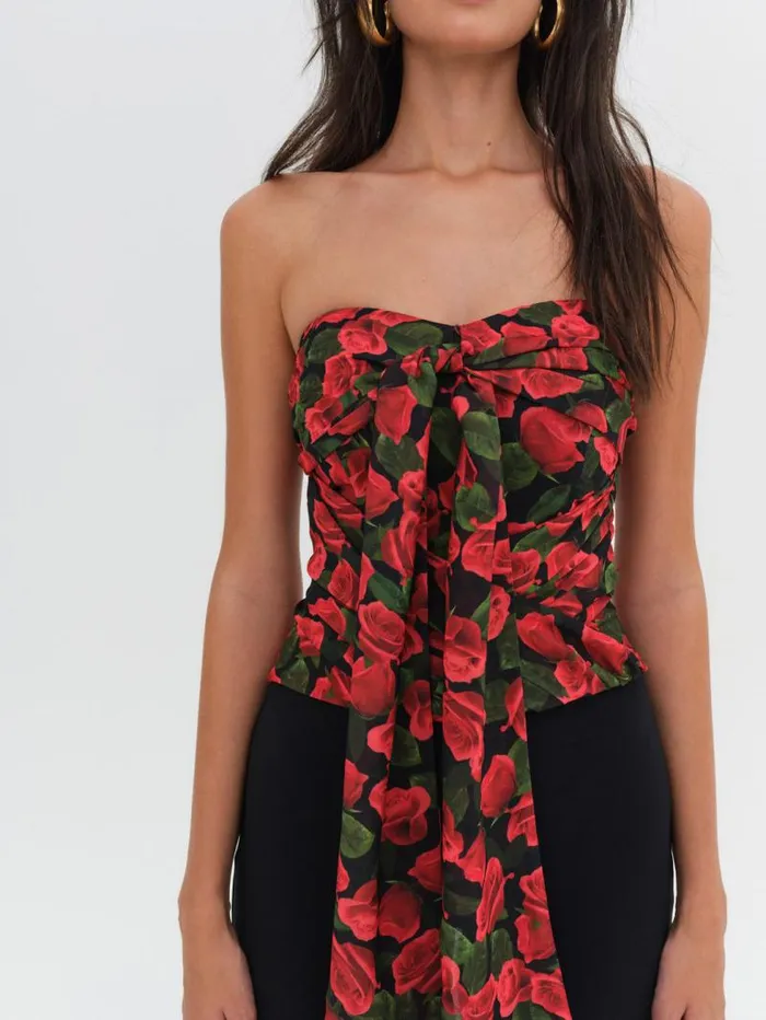For Love and Lemons Tops Abby Strapless Top Red 8211 Women