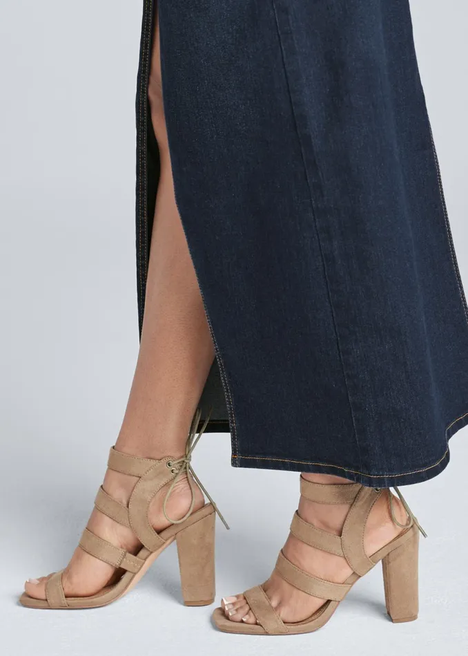 Front Slit Jean Maxi Skirt Dark Wash Women VENUS Maxi Skirts
