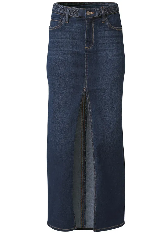 Front Slit Jean Maxi Skirt Dark Wash Women VENUS Maxi Skirts