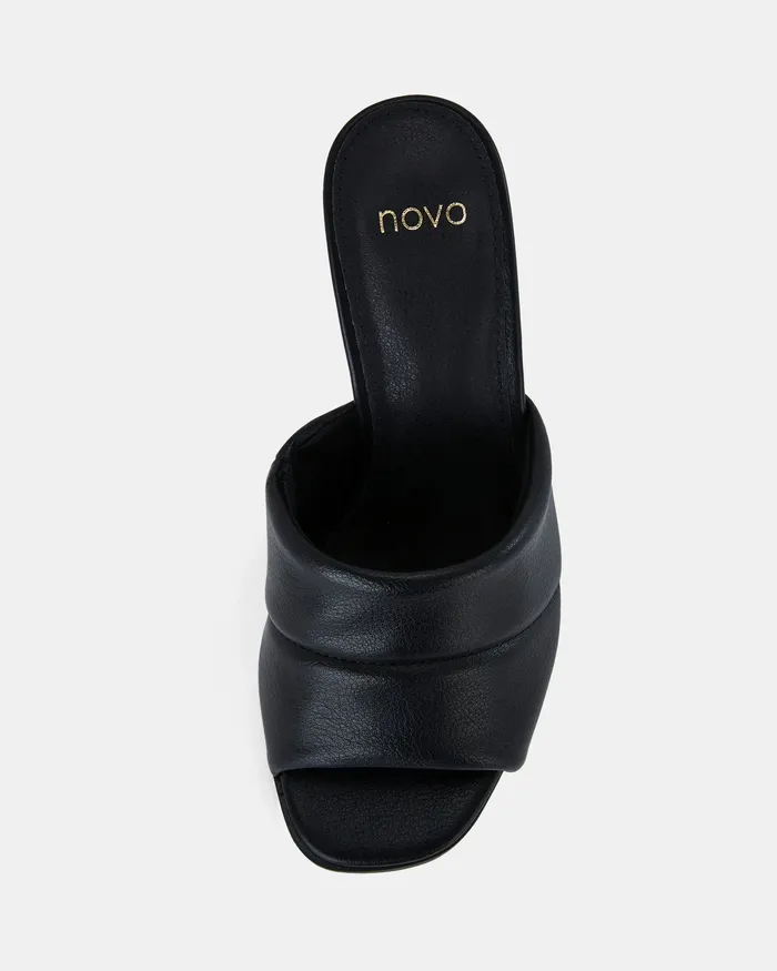 FROSTY BLACK Open Toe Heels Party NOVO Shoes Women