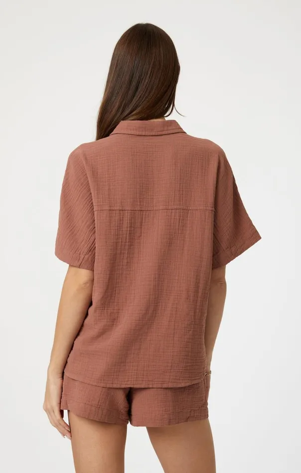 Gauze Short Sleeve Shirt In Brownie Women Mavi Jeans Shirts Gauze Short Sleeve Shirt In Brownie Women Mavi Jeans Shirts
