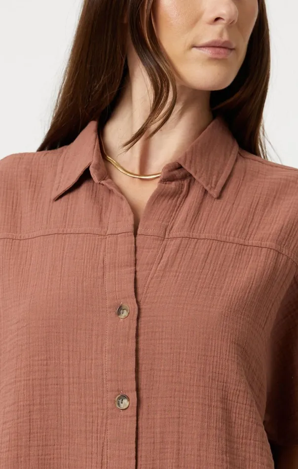 Gauze Short Sleeve Shirt In Brownie Women Mavi Jeans Shirts Gauze Short Sleeve Shirt In Brownie Women Mavi Jeans Shirts