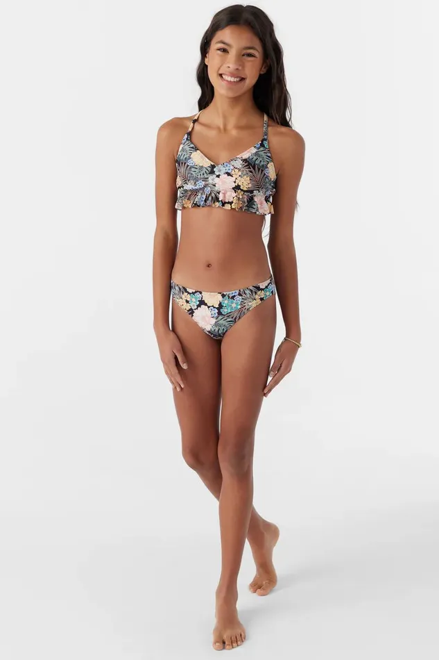 GIRL039S MACAW TROPICAL PEPLUM TRI TOP SET Black Women O039NEILL Girl039S Swim