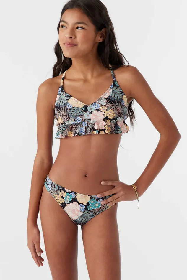 GIRL039S MACAW TROPICAL PEPLUM TRI TOP SET Black Women O039NEILL Girl039S Swim
