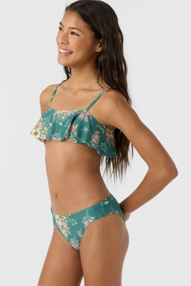 GIRL039S NAYA FLORAL RUFFLE BRALETTE TOP SET Silver Pine Women O039NEILL Girl039S Swim