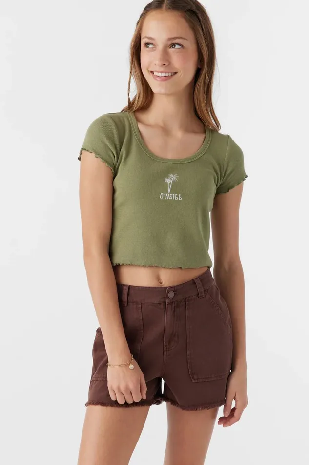 GIRL039S SAMMIE EMBROIDERY PALMS TEE Oil Green Kids O039NEILL Girl039S Clothing