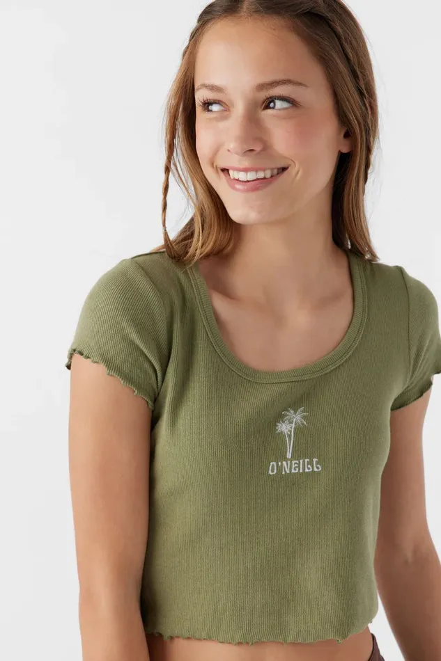 GIRL039S SAMMIE EMBROIDERY PALMS TEE Oil Green Kids O039NEILL Girl039S Clothing