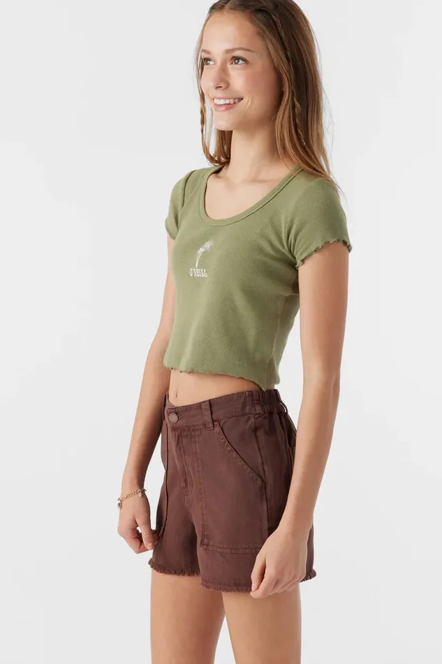 GIRL039S SAMMIE EMBROIDERY PALMS TEE Oil Green Kids O039NEILL Girl039S Clothing