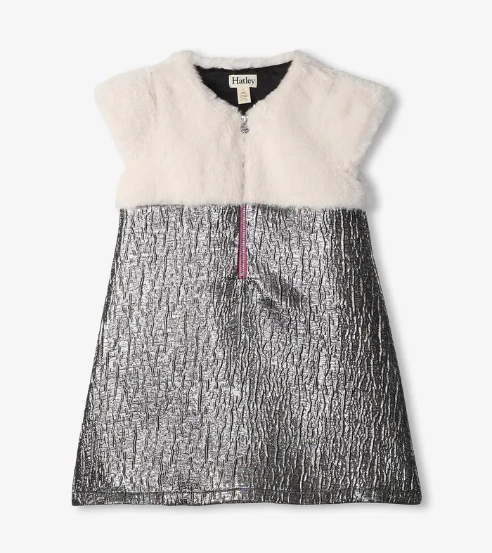 Girls Faux Fur Jacquard Dress Hatley