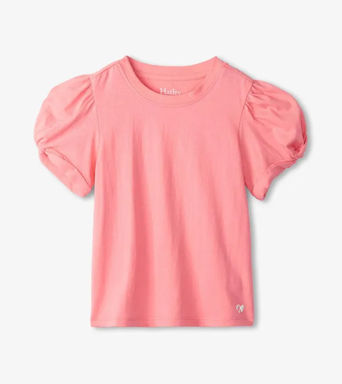 Girls Pink Sachet Twisted Sleeve Tee Hatley