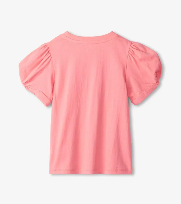 Girls Pink Sachet Twisted Sleeve Tee Hatley