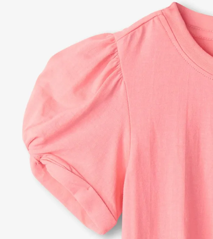 Girls Pink Sachet Twisted Sleeve Tee Hatley