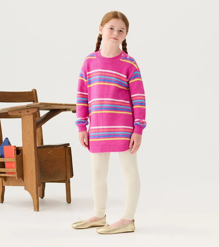Girls Rainbow Stripes Sweater Tunic Hatley