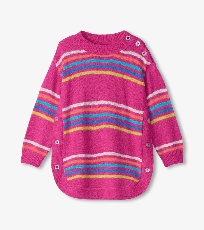 Girls Rainbow Stripes Sweater Tunic Hatley