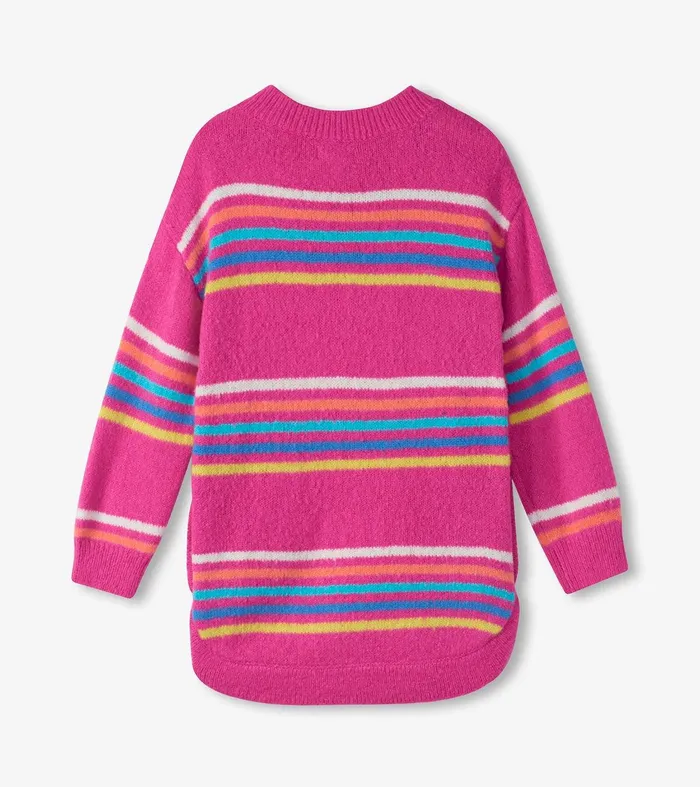 Girls Rainbow Stripes Sweater Tunic Hatley