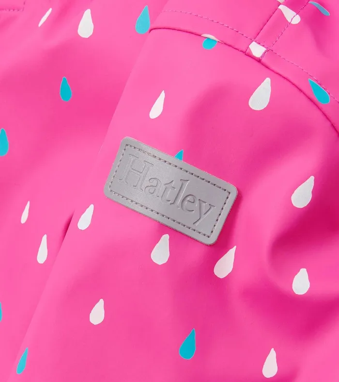 Girls Tiny Dots Sherpa Lined ButtonUp Rain Jacket Hatley