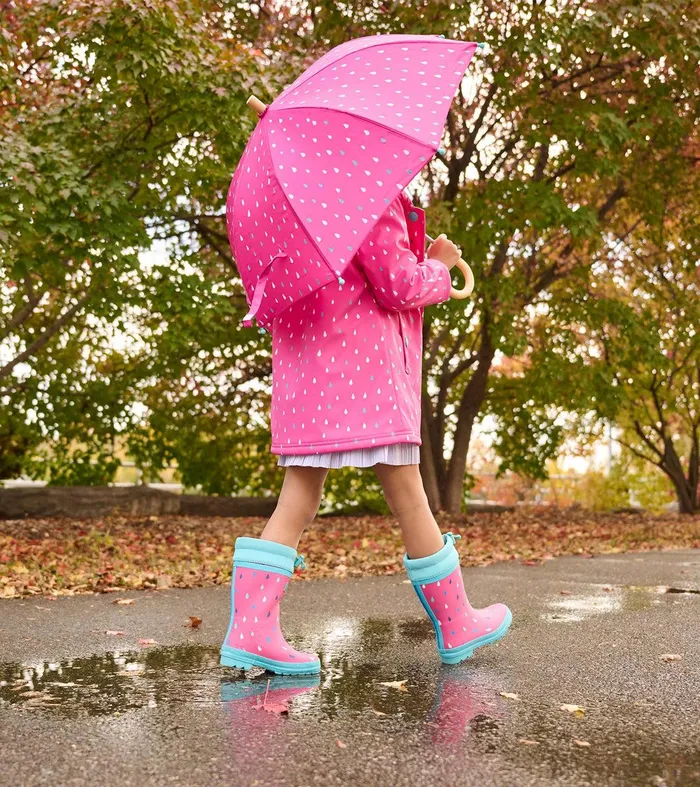 Girls Tiny Dots Sherpa Lined ButtonUp Rain Jacket Hatley