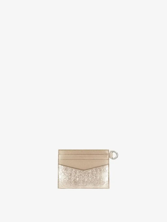 Givenchy 4G Card Holder In Laminated Leather Dusty Golden Women Wallets and Card Holders