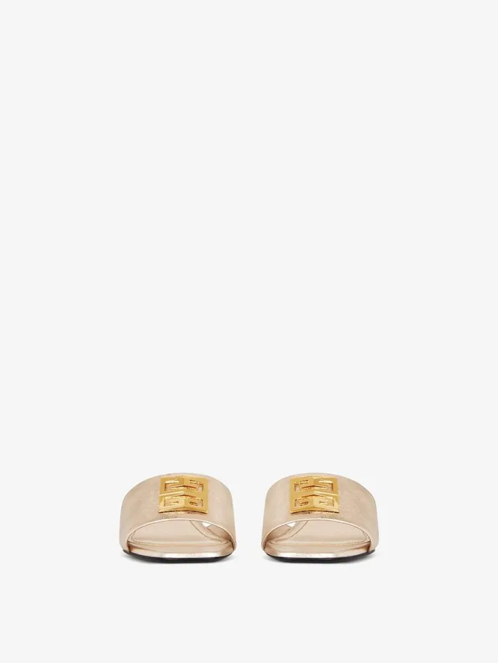 Givenchy 4G Mules In Laminated Leather Dusty Golden Women Slides and Sandals