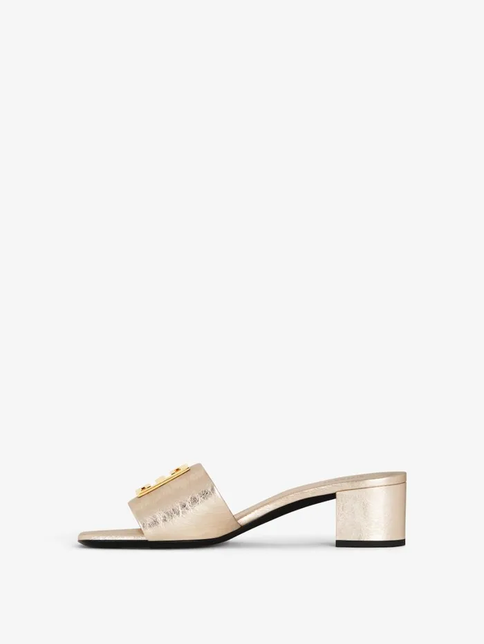 Givenchy 4G Mules In Laminated Leather Dusty Golden Women Slides and Sandals