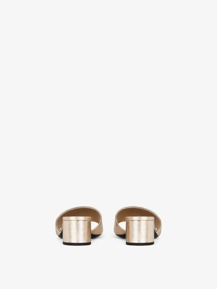 Givenchy 4G Mules In Laminated Leather Dusty Golden Women Slides and Sandals
