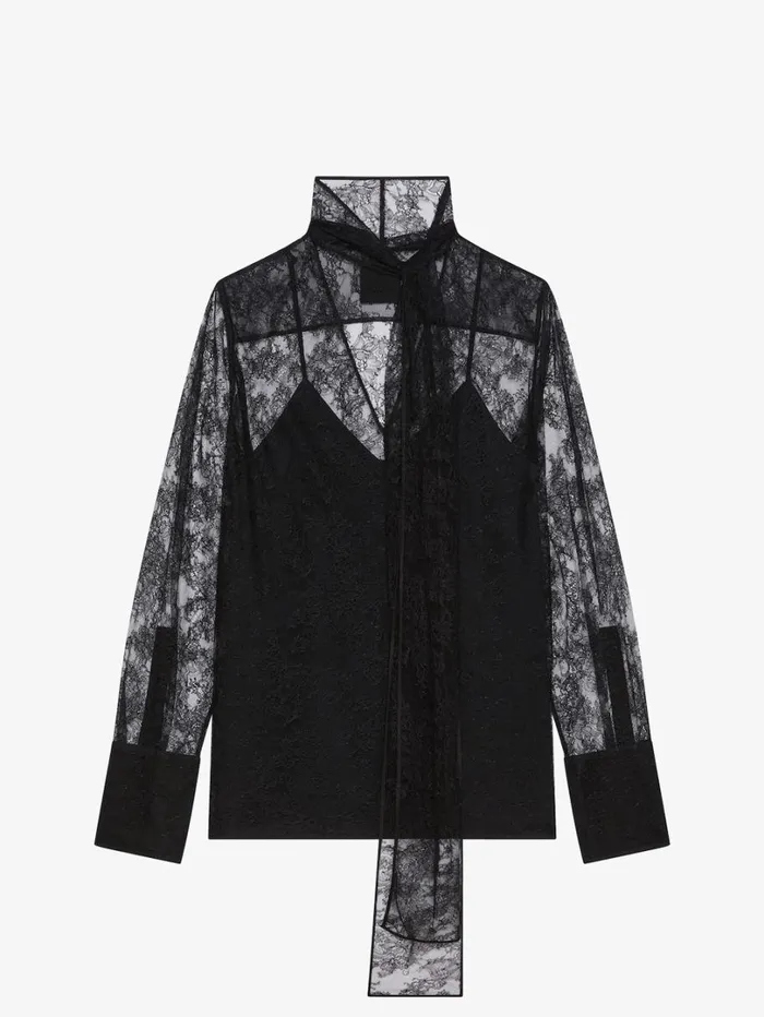Givenchy Blouse In Lace With Lavalliere Black Women Tops and Shirts