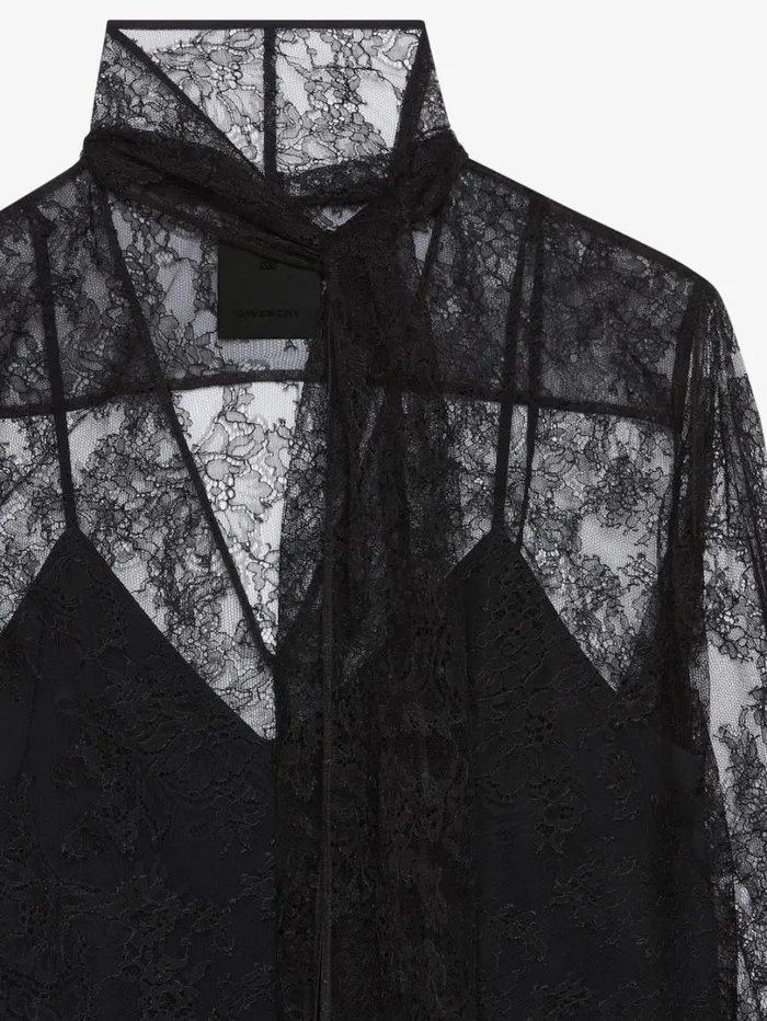 Givenchy Blouse In Lace With Lavalliere Black Women Tops and Shirts Givenchy Blouse In Lace With Lavalliere Black Women Tops and Shirts