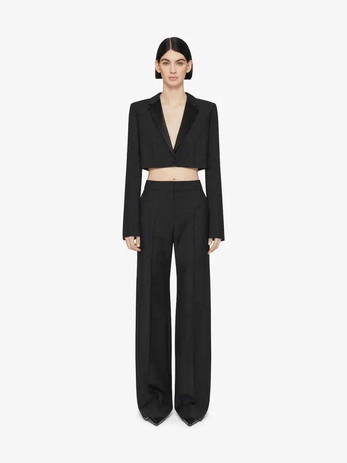 Givenchy Cropped Jacket In Wool And Mohair Black Women Coats and Jackets