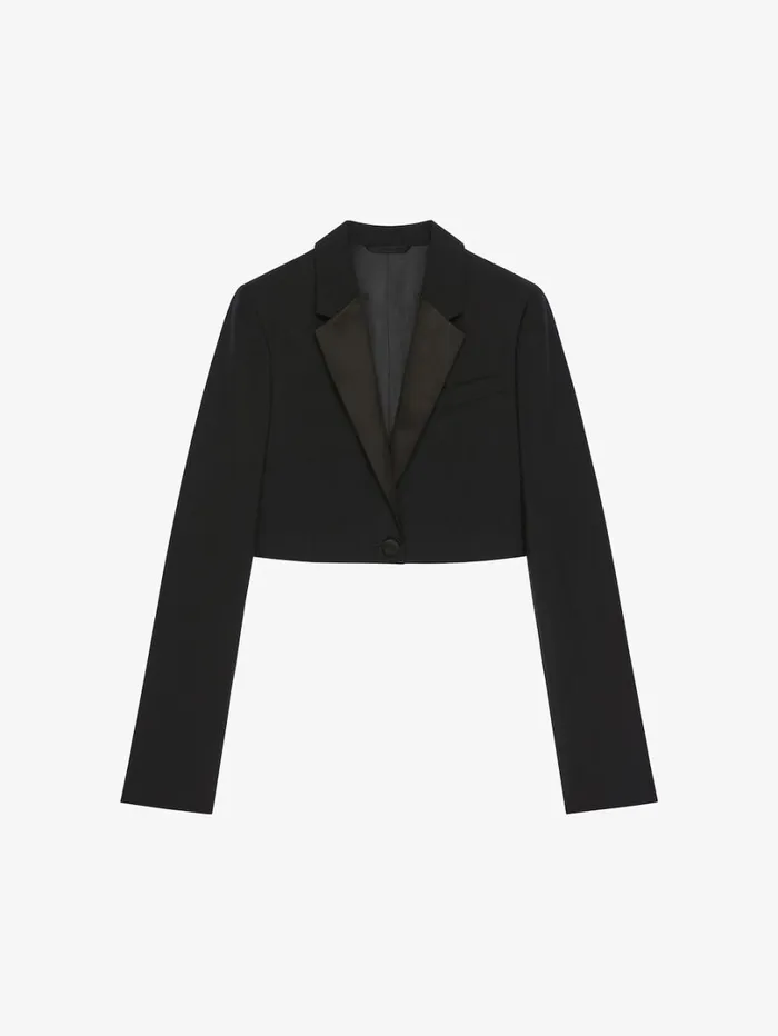 Givenchy Cropped Jacket In Wool And Mohair Black Women Coats and Jackets