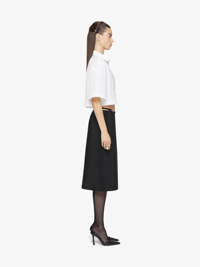 Givenchy Cropped Shirt In Poplin With Crystals Silvery Women Tops and Shirts