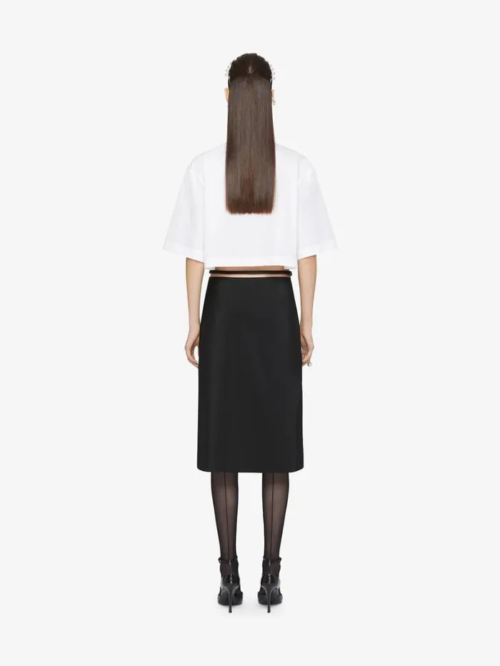Givenchy Cropped Shirt In Poplin With Crystals Silvery Women Tops and Shirts