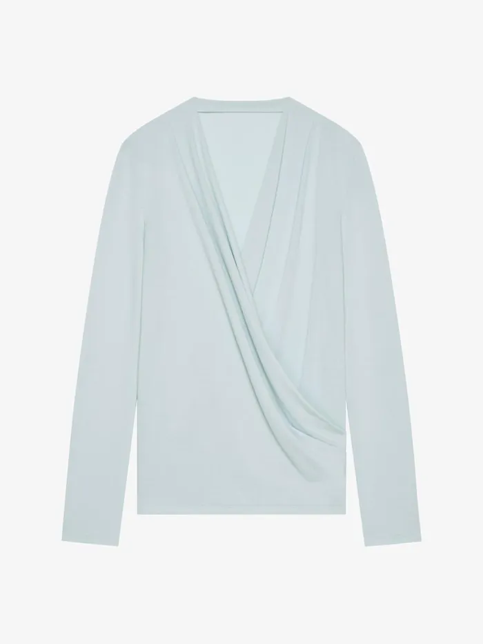 Givenchy Draped Blouse In Crepe Jersey Frost Women Tops and Shirts