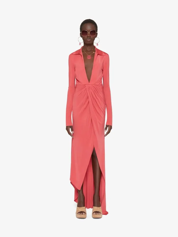 Givenchy Draped Dress In Jersey Coral Women Dresses
