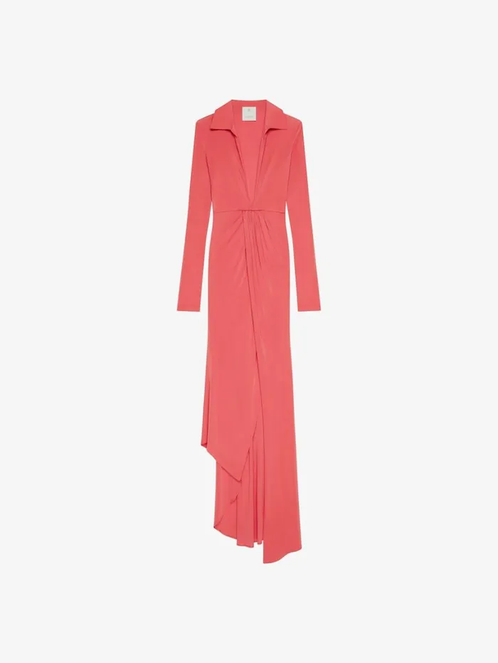 Givenchy Draped Dress In Jersey Coral Women Dresses
