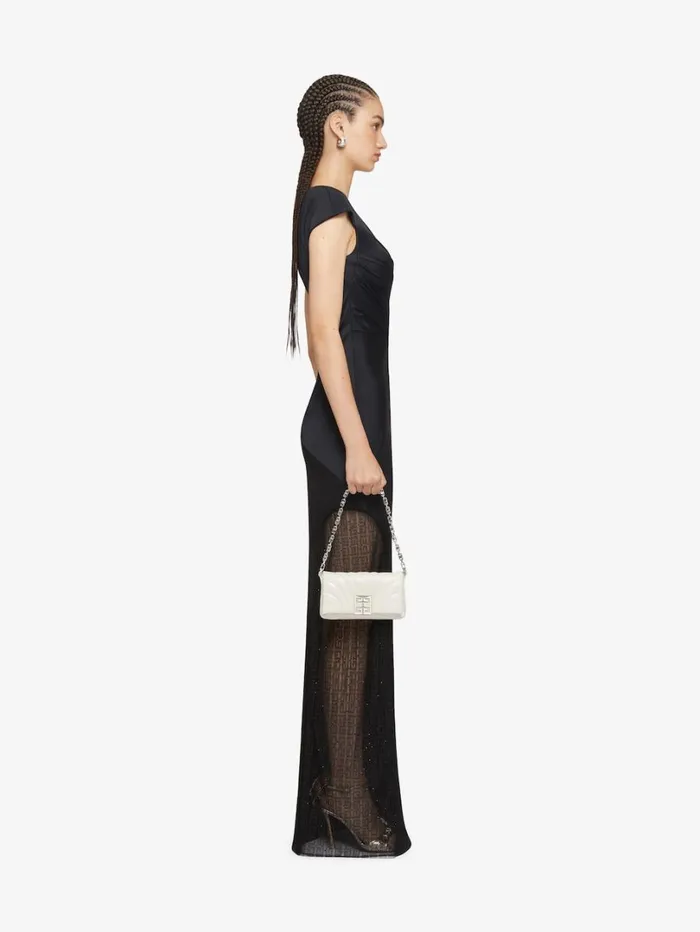 Givenchy Evening Satin Dress And 4G Lace With Rhinestones Black Women Dresses