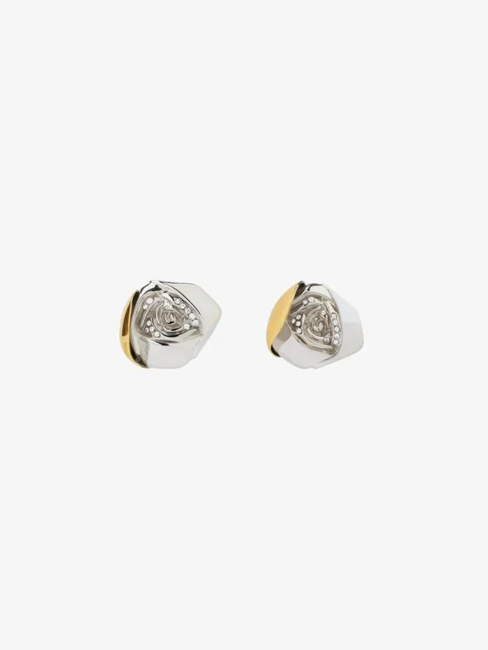 Givenchy Flower Clip Earrings In Metal With Crystals Goldensilvery Women Jewelry Givenchy Flower Clip Earrings In Metal With Crystals Goldensilvery Women Jewelry