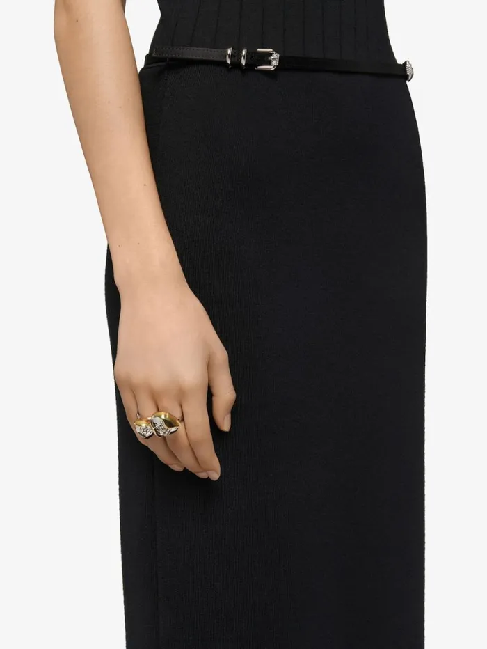 Givenchy Flower Double Fingers Ring In Metal With Crystals Goldensilvery Women Jewelry