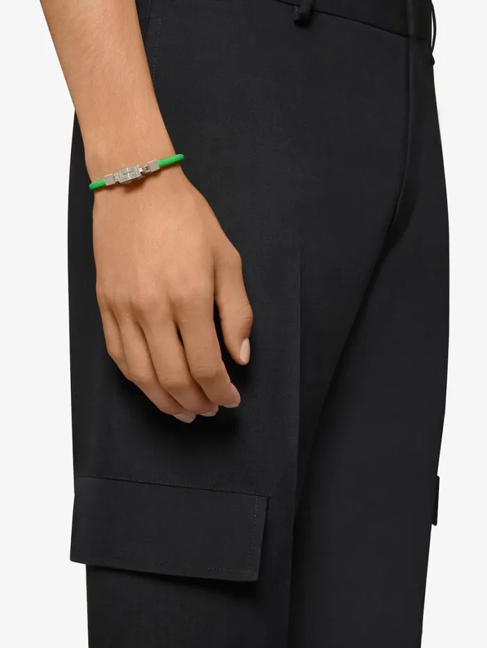 Givenchy G Cube Bracelet In Leather And Metal Bright Green Men Jewelry Givenchy G Cube Bracelet In Leather And Metal Bright Green Men Jewelry