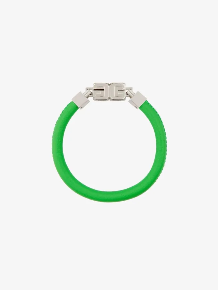 Givenchy G Cube Bracelet In Leather And Metal Bright Green Men Jewelry Givenchy G Cube Bracelet In Leather And Metal Bright Green Men Jewelry