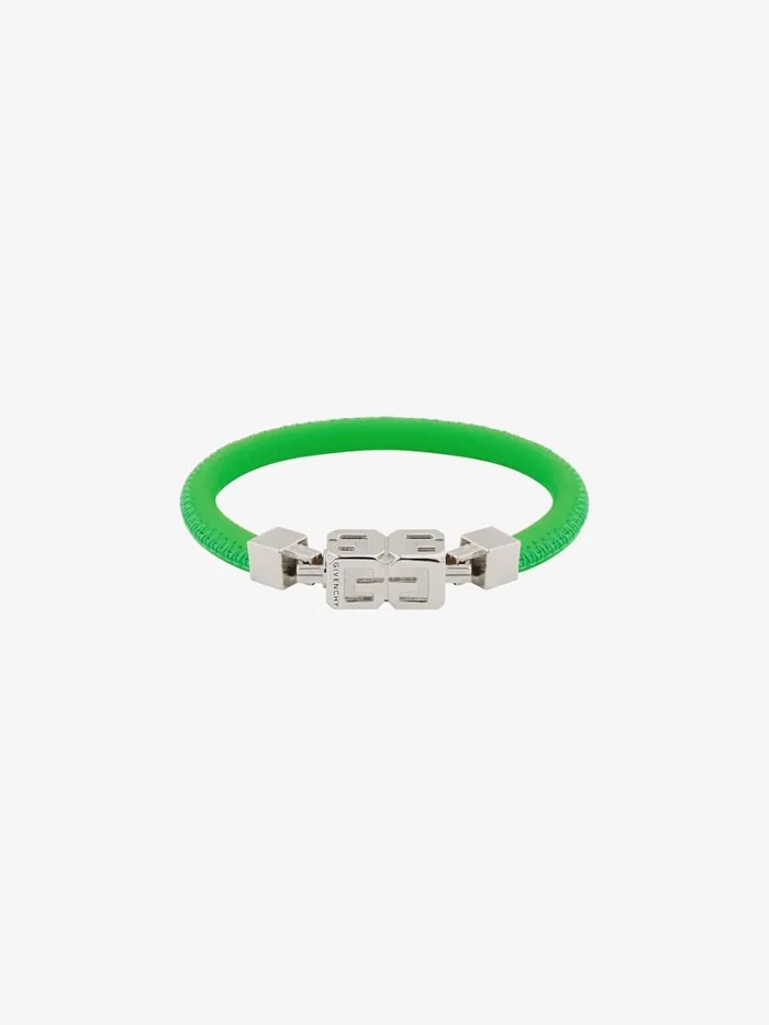 Givenchy G Cube Bracelet In Leather And Metal Bright Green Men Jewelry Givenchy G Cube Bracelet In Leather And Metal Bright Green Men Jewelry